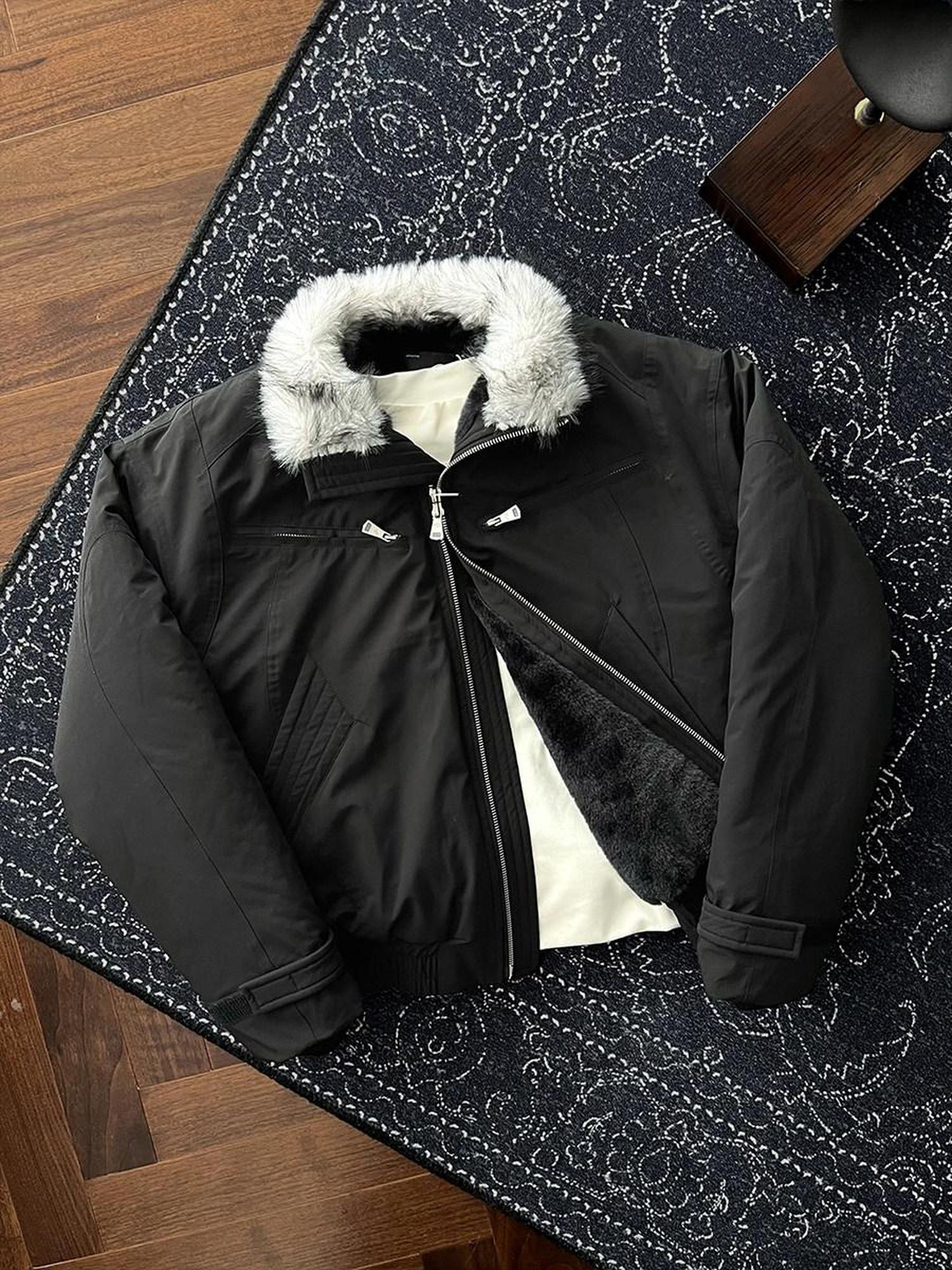 CATSSTAC Thick Warm Down Filled Loose Fit Lapel Collar Zipper Unisex Puffer Down Jackets