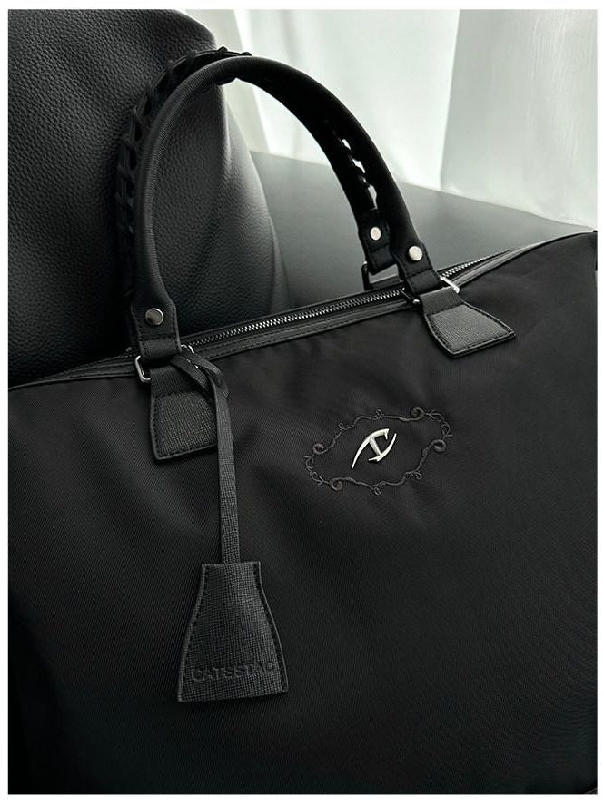 CATSSTAC Topstitched Euro Chic Casual Youth Single Strap Polyester Black Tote Bags