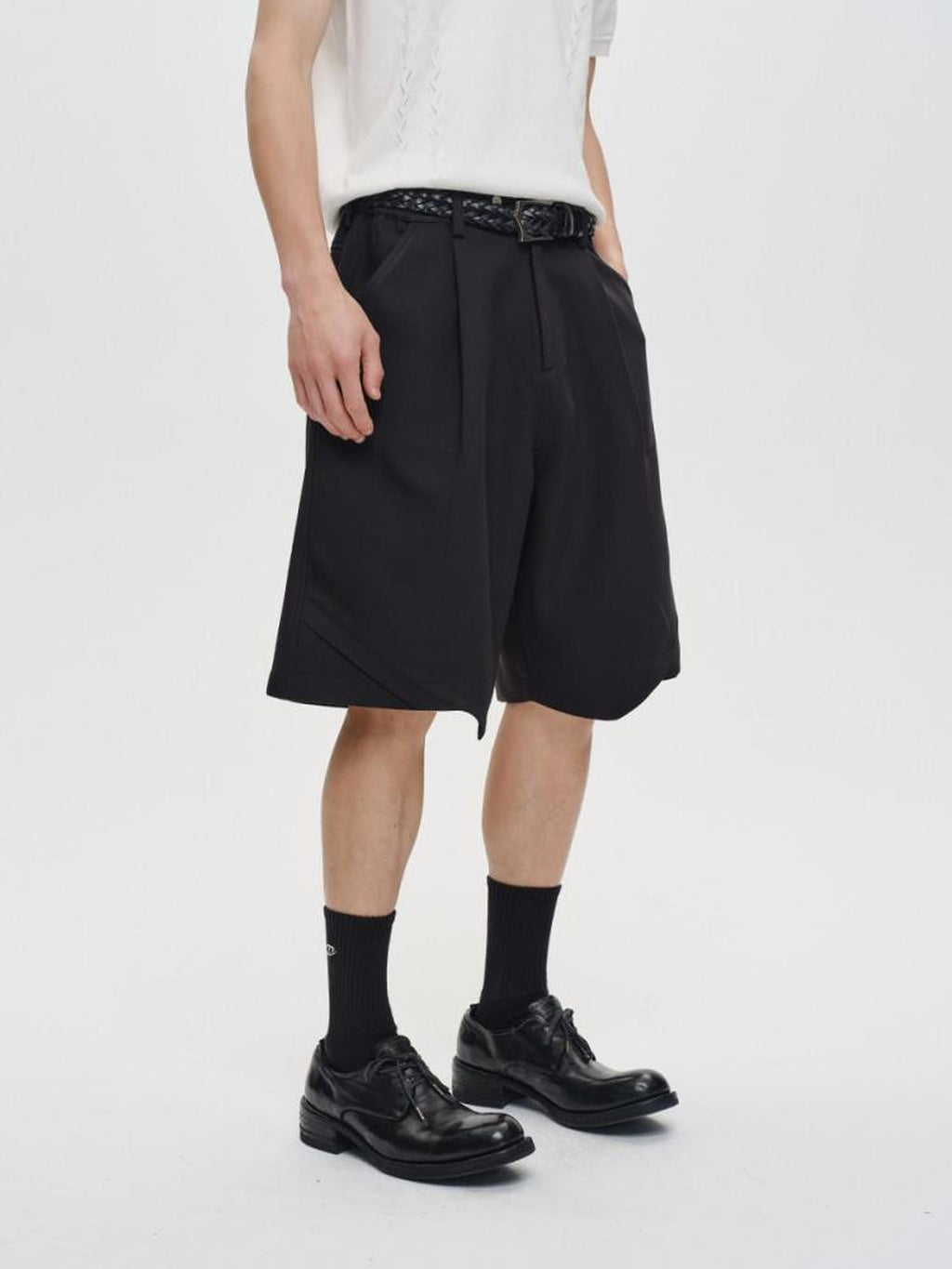CATSSTAC Trendy Loose Fit Edgy Youthful Casual Black Gray Tailored Shorts