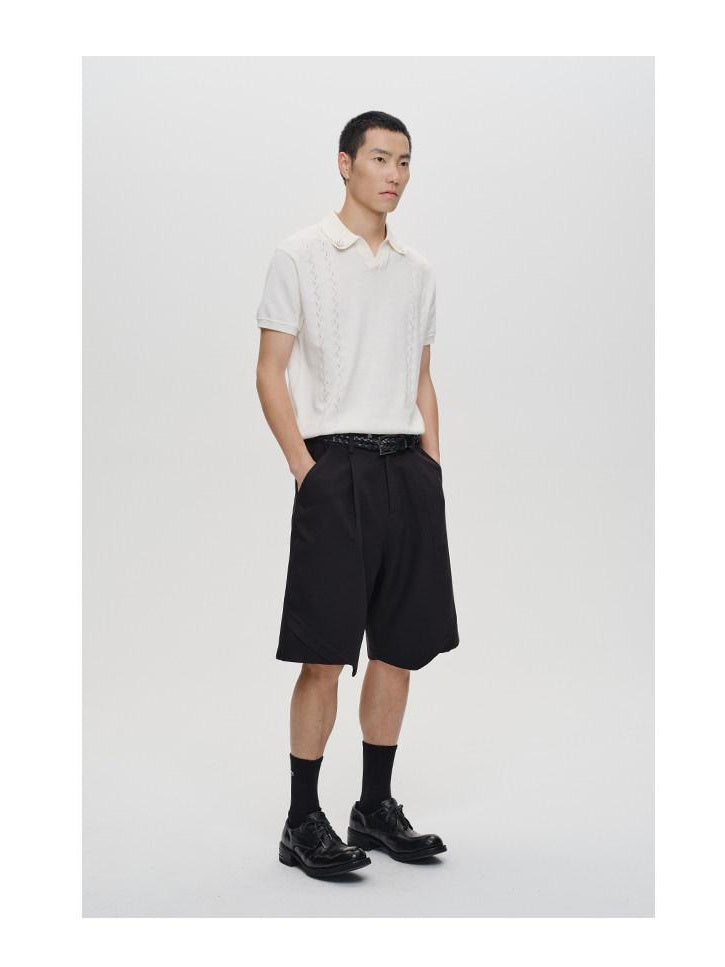 CATSSTAC Trendy Loose Fit Edgy Youthful Casual Black Gray Tailored Shorts