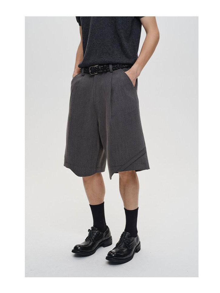 CATSSTAC Trendy Loose Fit Edgy Youthful Casual Black Gray Tailored Shorts
