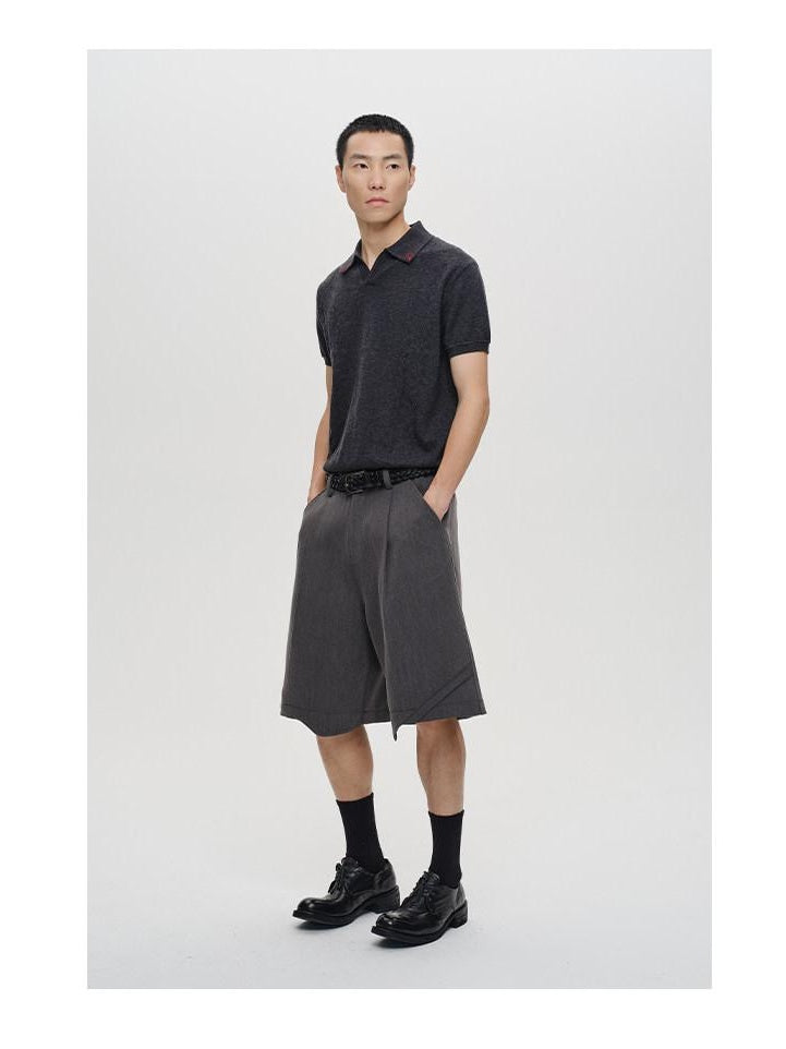 CATSSTAC Trendy Loose Fit Edgy Youthful Casual Black Gray Tailored Shorts