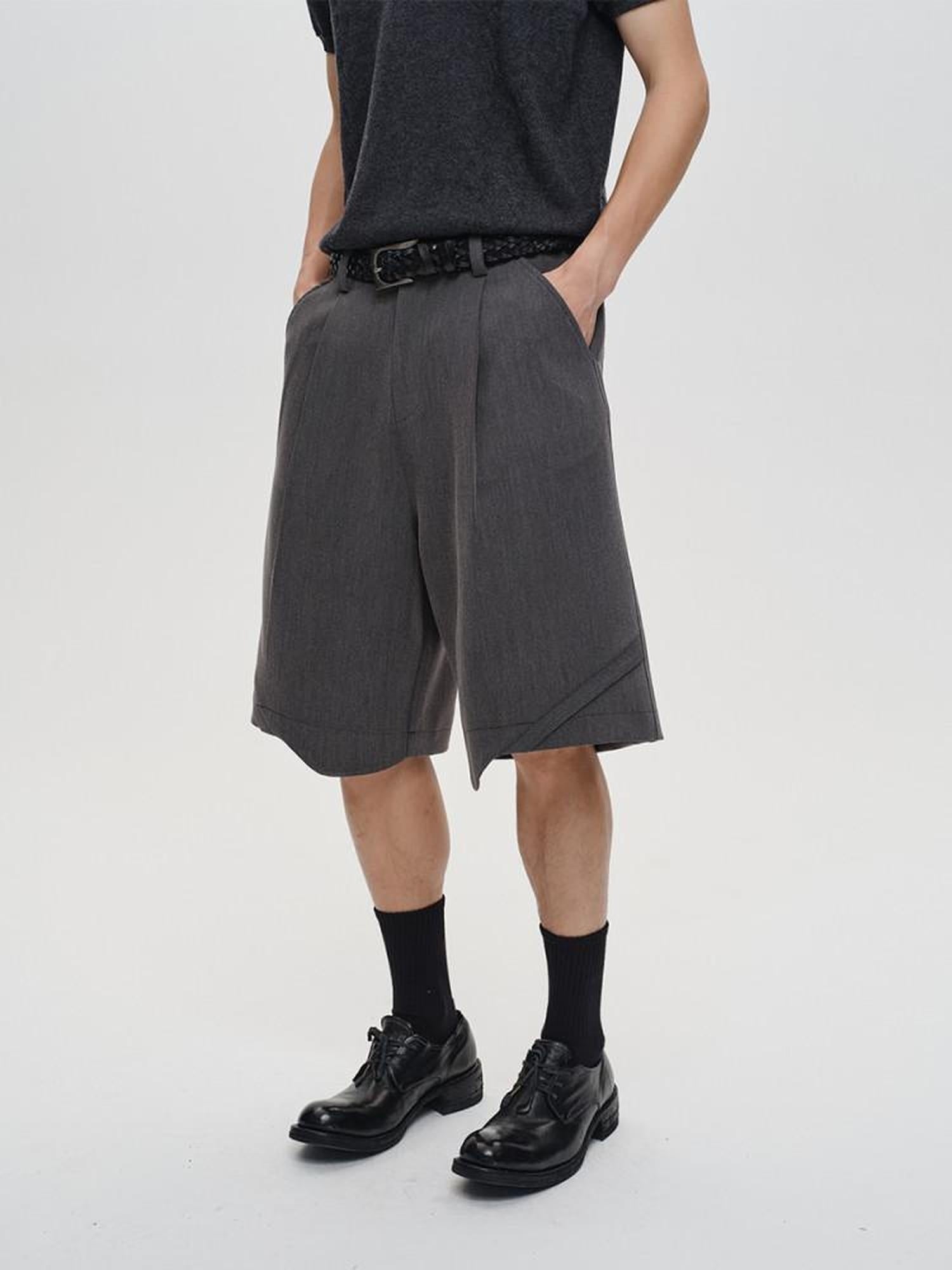 CATSSTAC Trendy Loose Fit Edgy Youthful Casual Black Gray Tailored Shorts