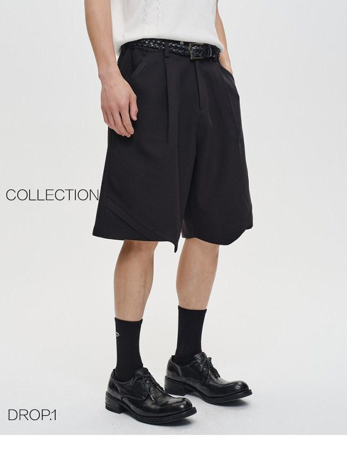 CATSSTAC Trendy Loose Fit Edgy Youthful Casual Black Gray Tailored Shorts