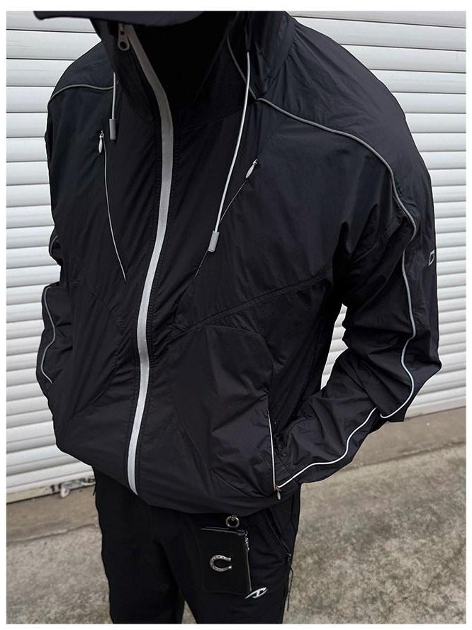 CATSSTAC Upf50 Loose Fit Hooded Zip Unisex Nylon Blend Sun Protection Hoodies
