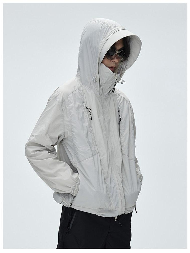 CATSSTAC Upf50 Shield Loose Fit Cool Hooded Zip Thin Long Sleeve Sun Protection Hoodies