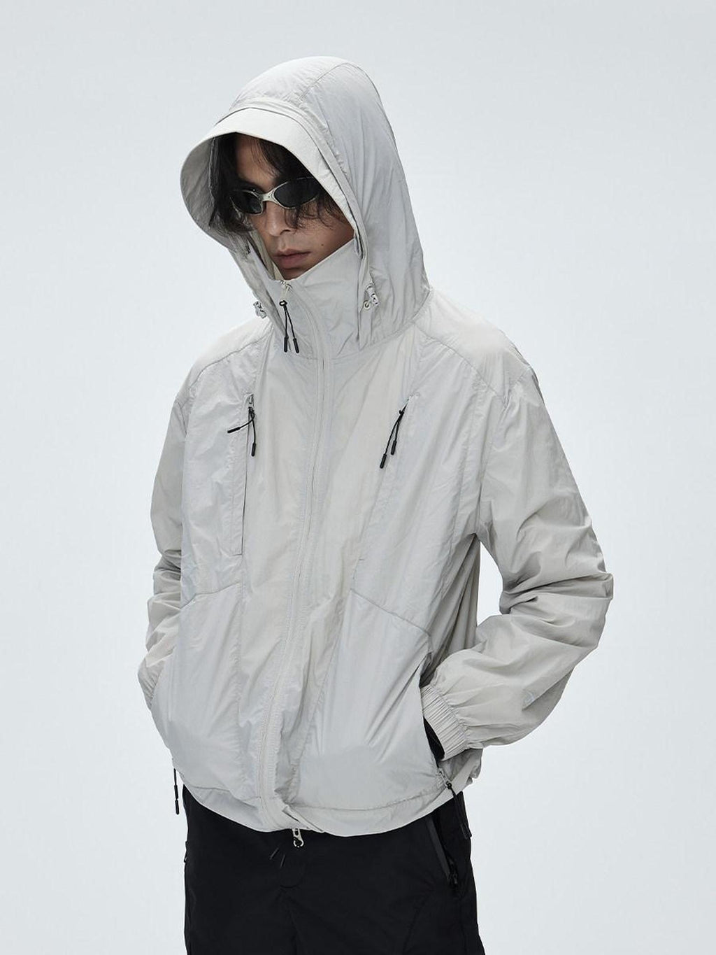 CATSSTAC Upf50 Shield Loose Fit Cool Hooded Zip Thin Long Sleeve Sun Protection Hoodies