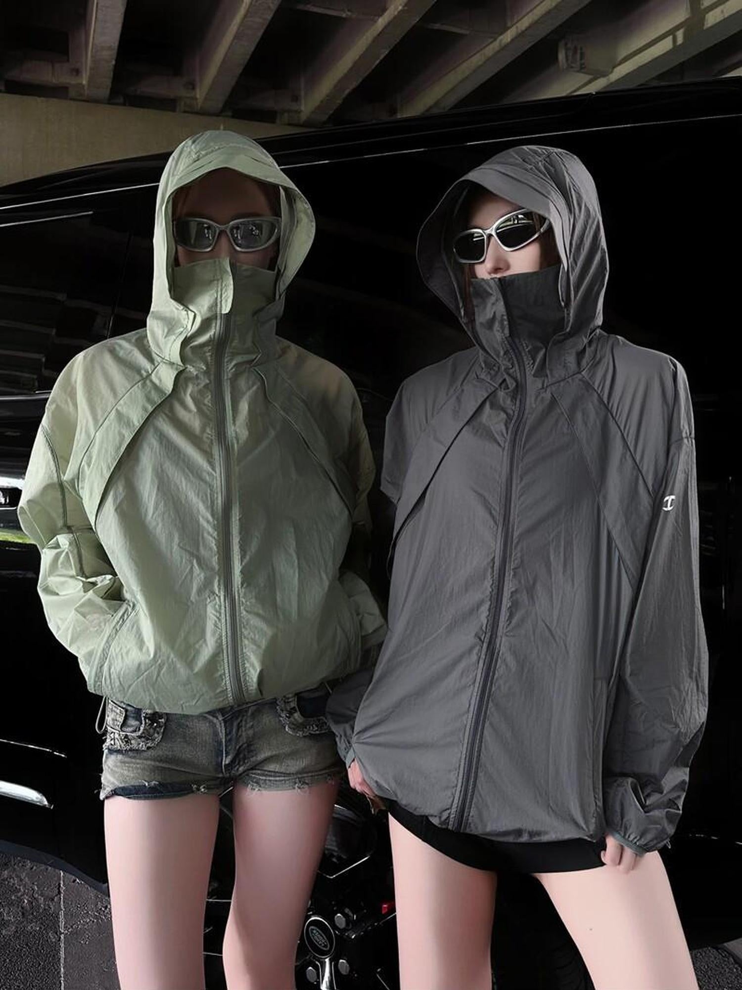 CATSSTAC Upf Uv Blocking Loose Fit Hooded Zip Long Sleeve Youth Sun Protection Hoodies