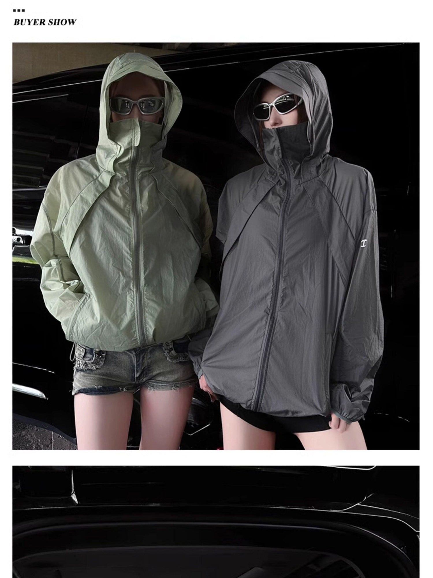 CATSSTAC Upf Uv Blocking Loose Fit Hooded Zip Long Sleeve Youth Sun Protection Hoodies