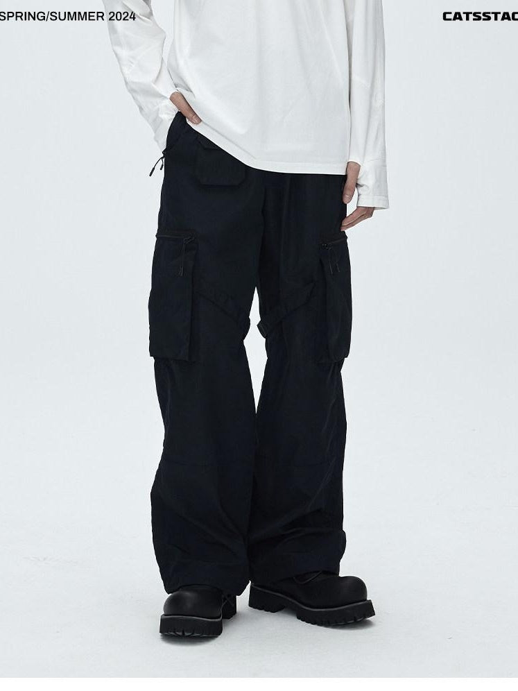 CATSSTAC Uv Blocking Loose Parachute Jogger Tapered Youth Black Sun Protection Pants