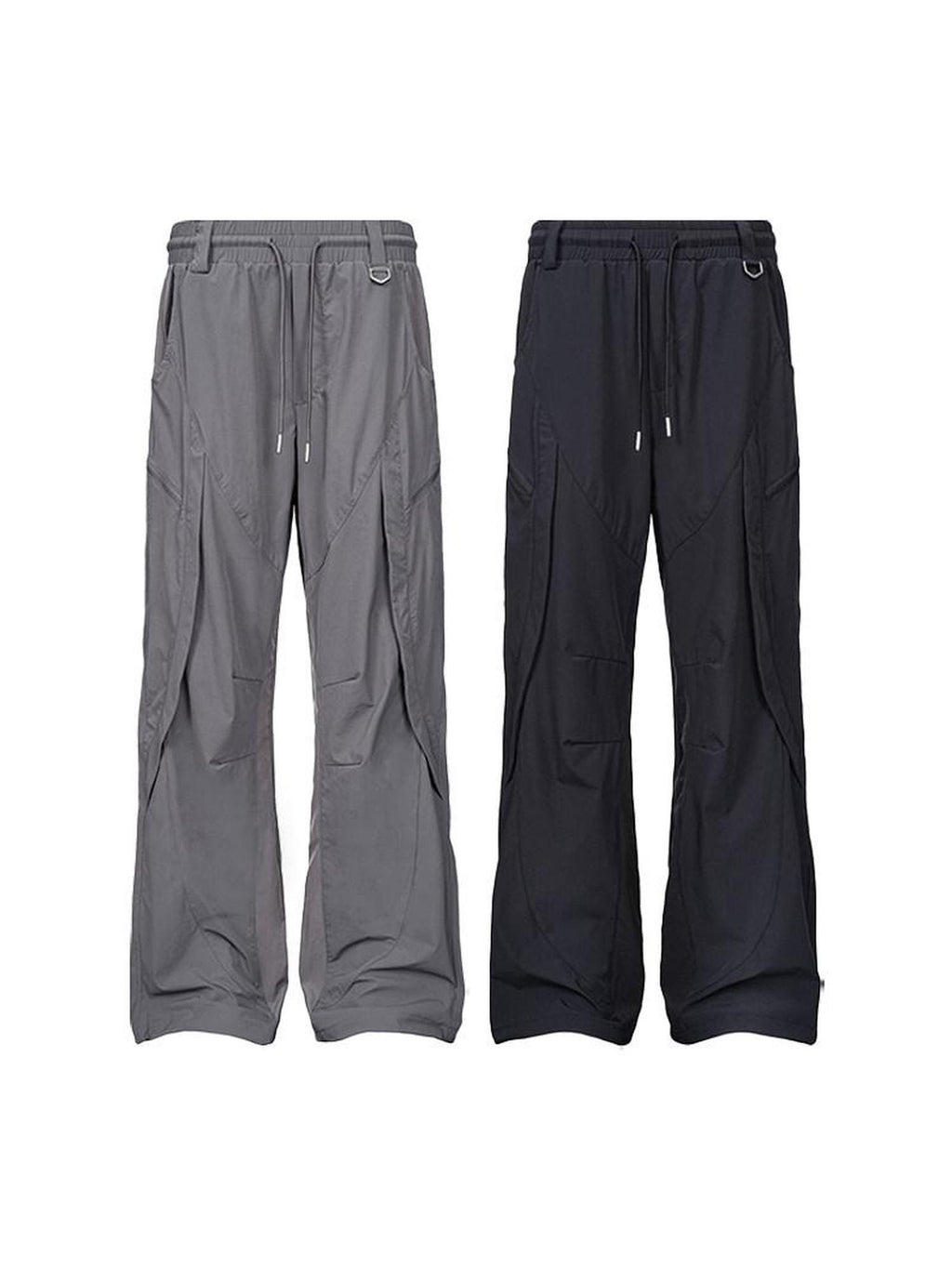 CATSSTAC Uv Protection Relaxed Drawstring Nylon Stretch Black Wide Leg Pants