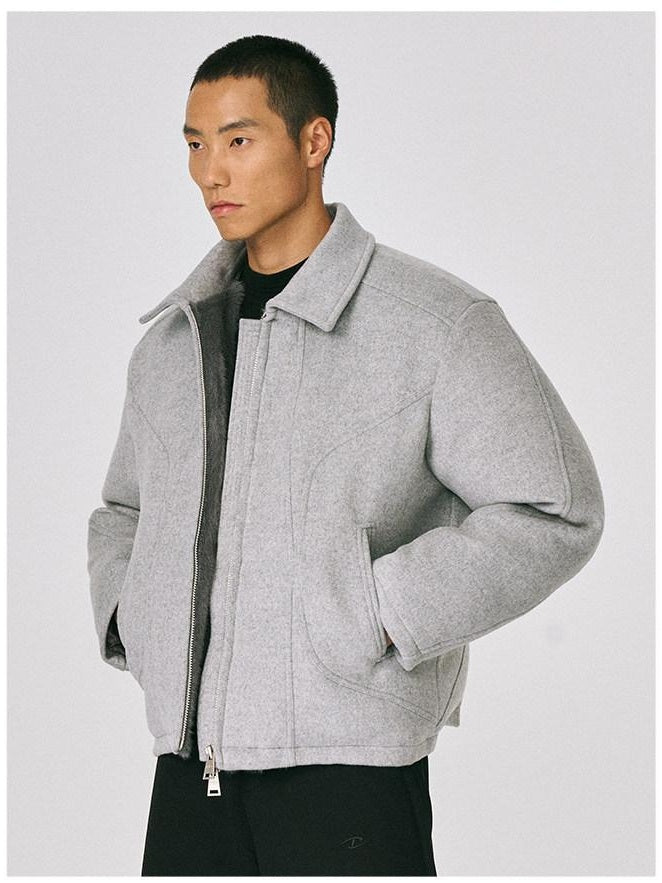 CATSSTAC Warm 650Fp White Duck Down Thick Loose Casual Lapel Zipper Detail Down Jackets