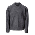 CATSSTAC_Warm_Casual_V-neck_Pullover_Unisex_Everyday_Knit_Dark_Gray_Sweaters_MISSTT