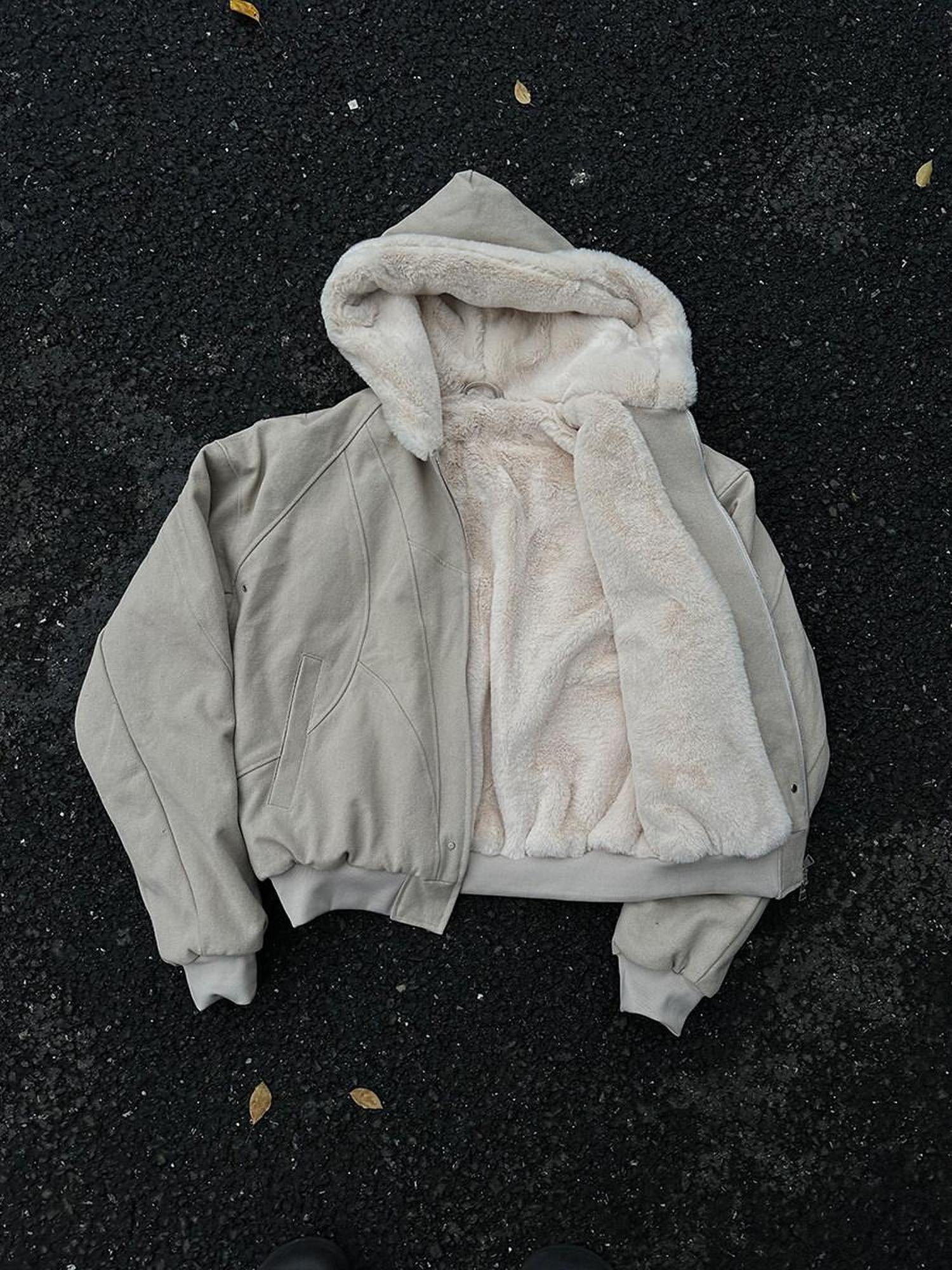 CATSSTAC Warm Fleece Lined Loose Fit Hooded Zip Pocket Unisex 100% Cotton Jackets