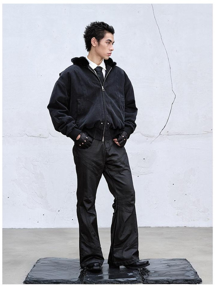 CATSSTAC Warm Fleece Lined Loose Fit Hooded Zip Pockets Unisex Youth Cotton Jackets