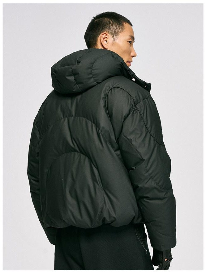 CATSSTAC Warm Hooded Loose Fit Cleanfit Teen Casual Solid Black Down Jackets