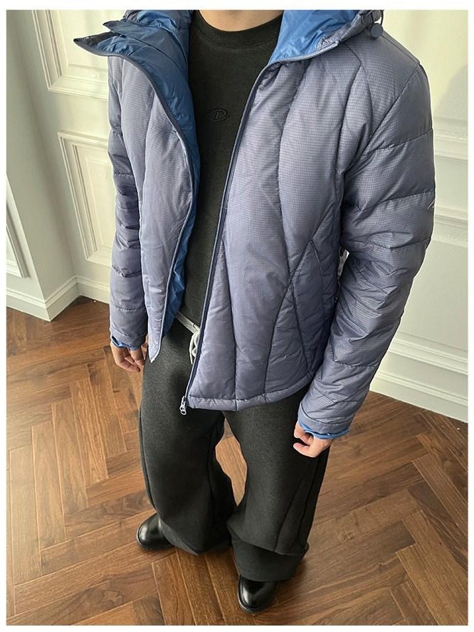 CATSSTAC Warm Insulated Hooded Loose Fit Cleanfit Youth Casual Solid Color Down Jackets