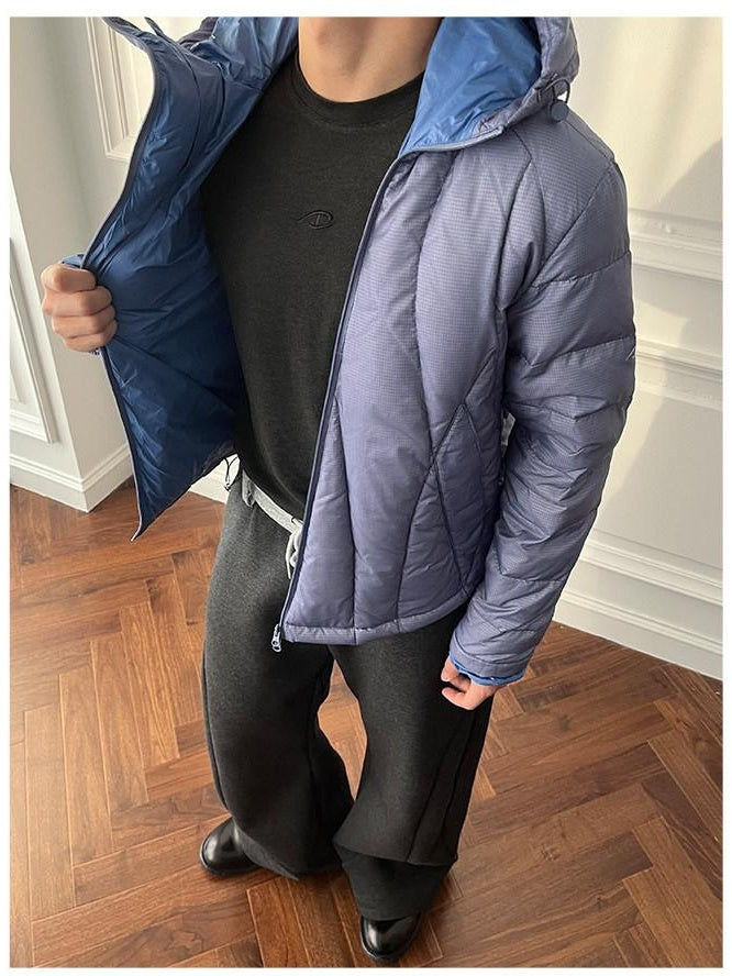 CATSSTAC Warm Insulated Hooded Loose Fit Cleanfit Youth Casual Solid Color Down Jackets