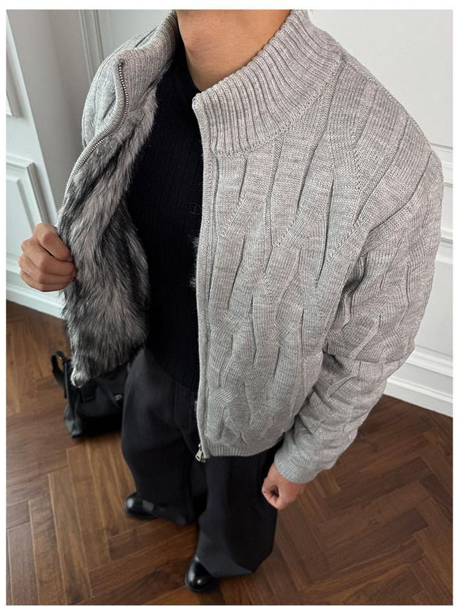 CATSSTAC Warm Loose Fit Stand Collar Casual Solid Knit Long Sleeve Sweaters