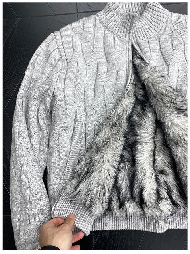 CATSSTAC Warm Loose Fit Stand Collar Casual Solid Knit Long Sleeve Sweaters