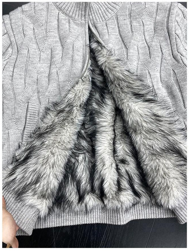 CATSSTAC Warm Loose Fit Stand Collar Casual Solid Knit Long Sleeve Sweaters