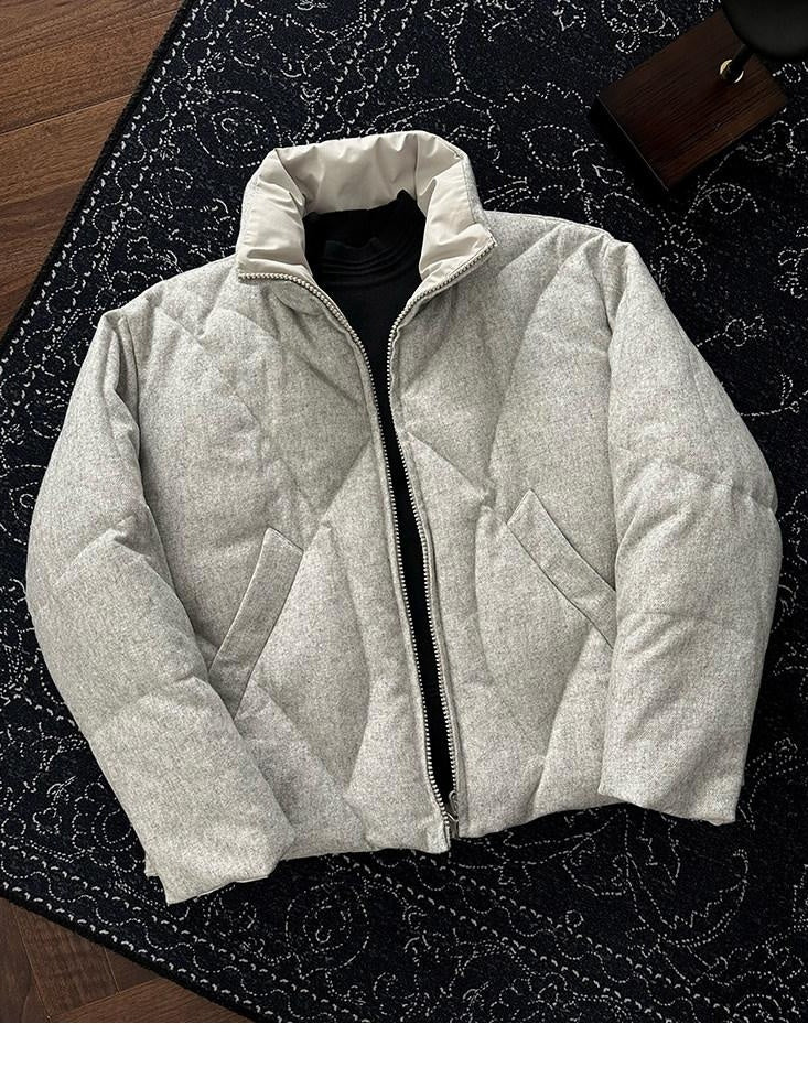 CATSSTAC Warm Loose Stand Collar Cleanfit Youth Casual Grey Long Sleeve Down Jackets