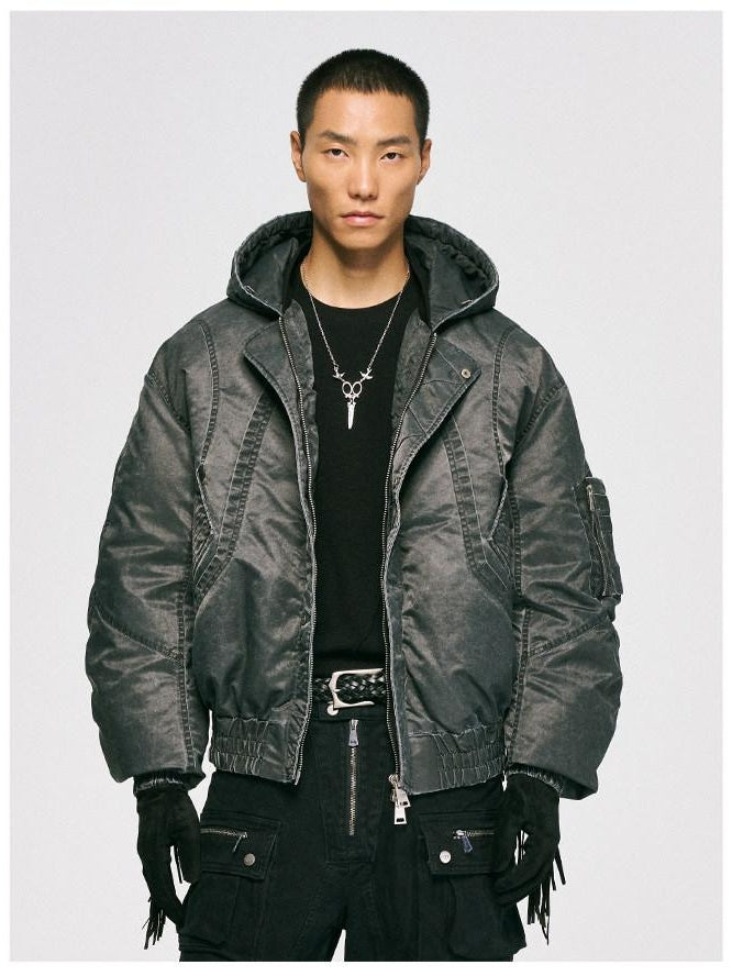 CATSSTAC Warm Oversized Cleanfit Hooded Casual Youth Black Gray Puffer Jackets