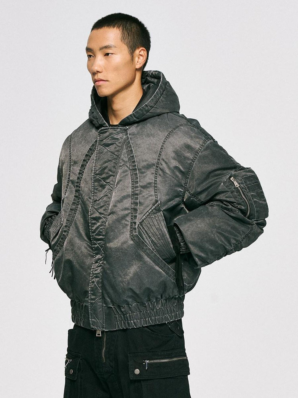 CATSSTAC Warm Oversized Cleanfit Hooded Casual Youth Black Gray Puffer Jackets