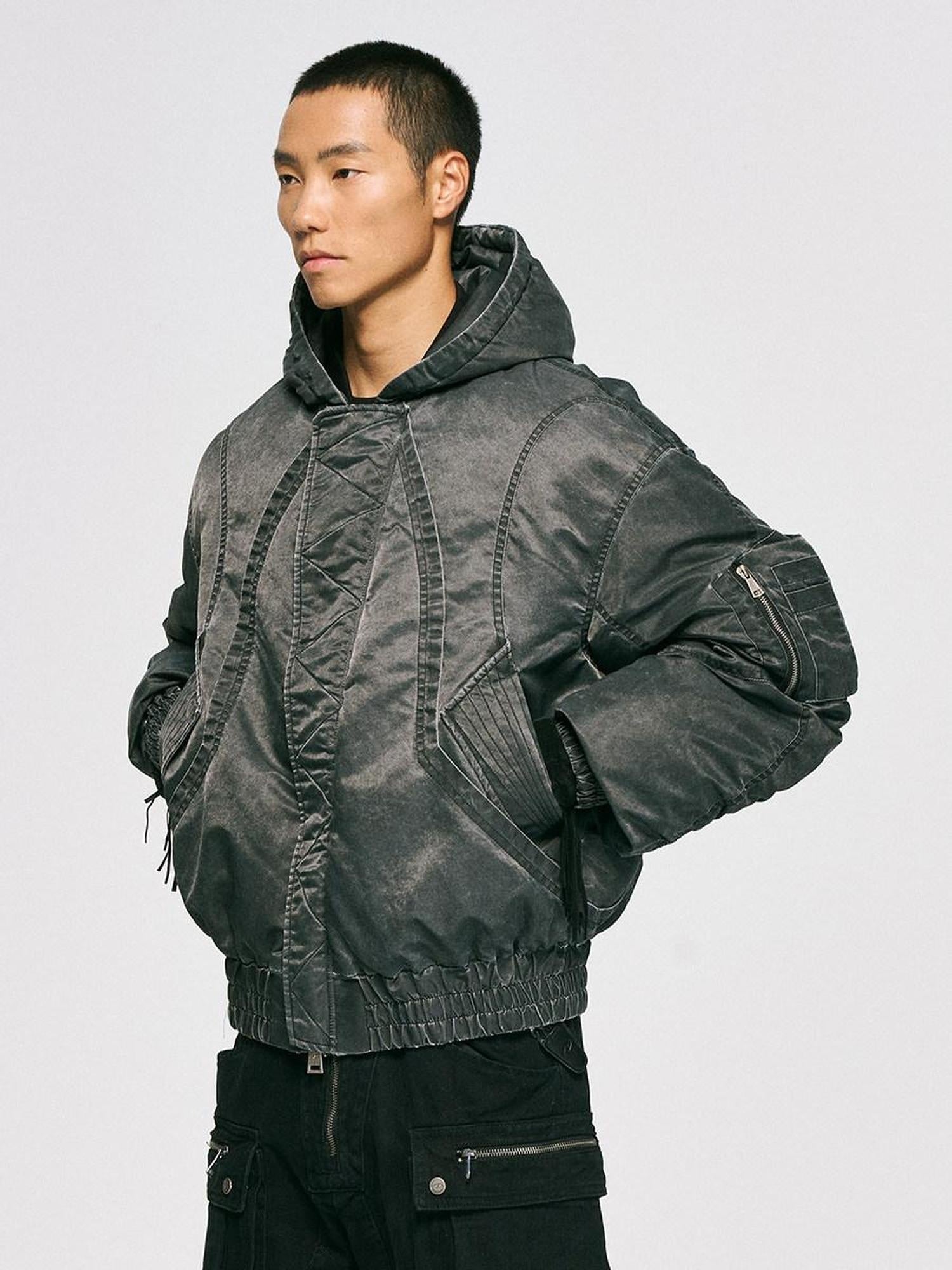 CATSSTAC Warm Oversized Cleanfit Hooded Casual Youth Black Gray Puffer Jackets