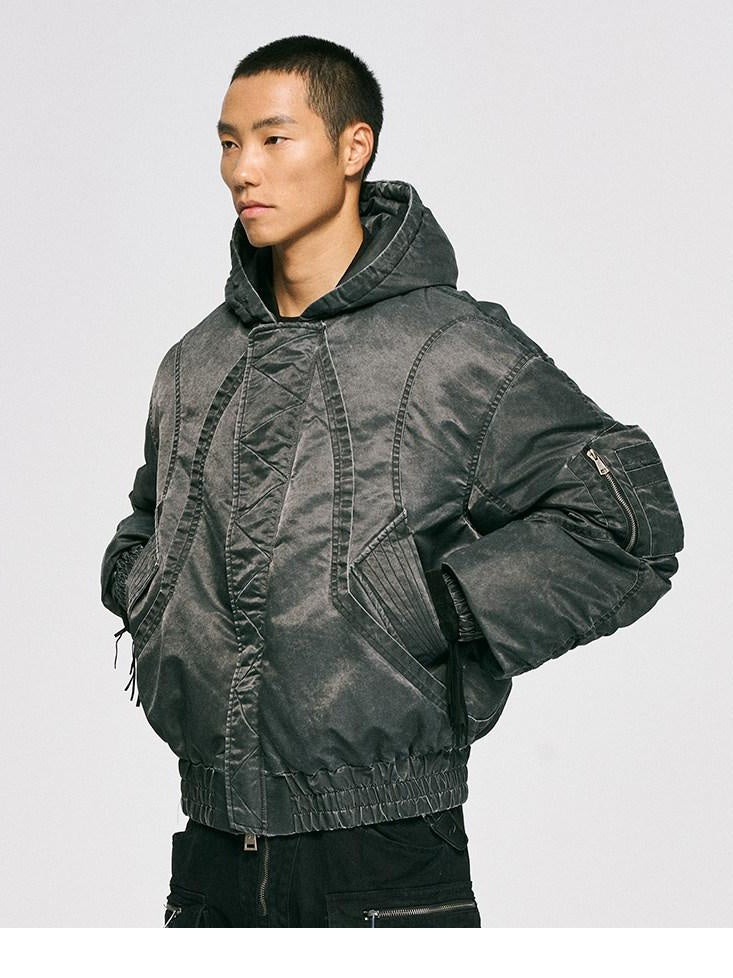 CATSSTAC Warm Oversized Cleanfit Hooded Casual Youth Black Gray Puffer Jackets