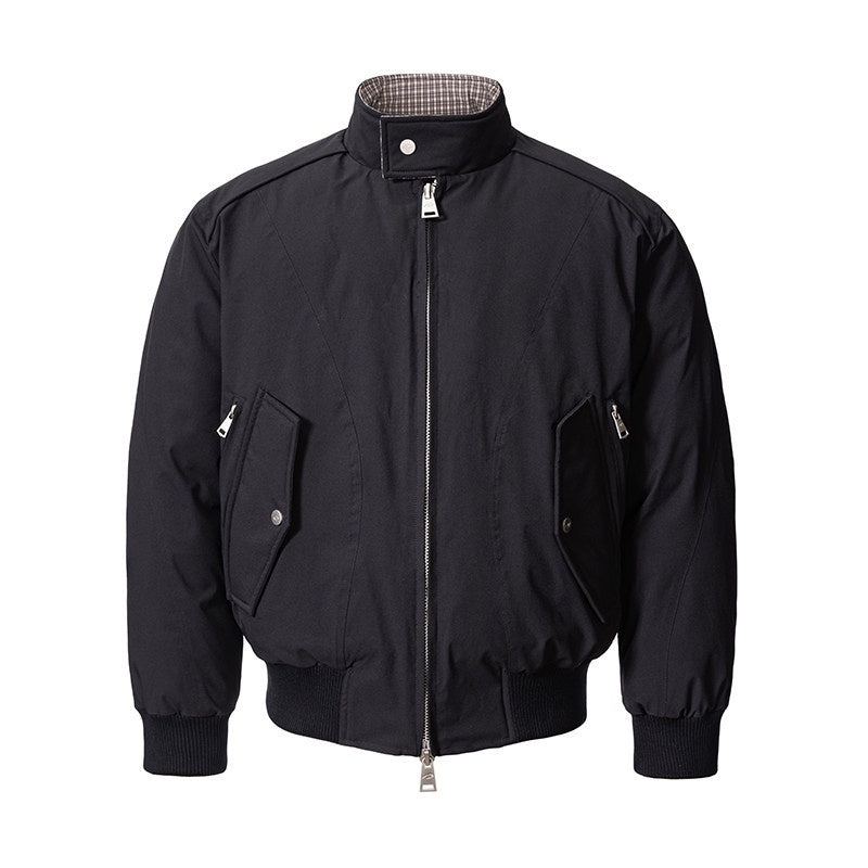 CATSSTAC Warm Oversized Cleanfit Stand Collar Youth Casual Solid Black Puffer Jackets