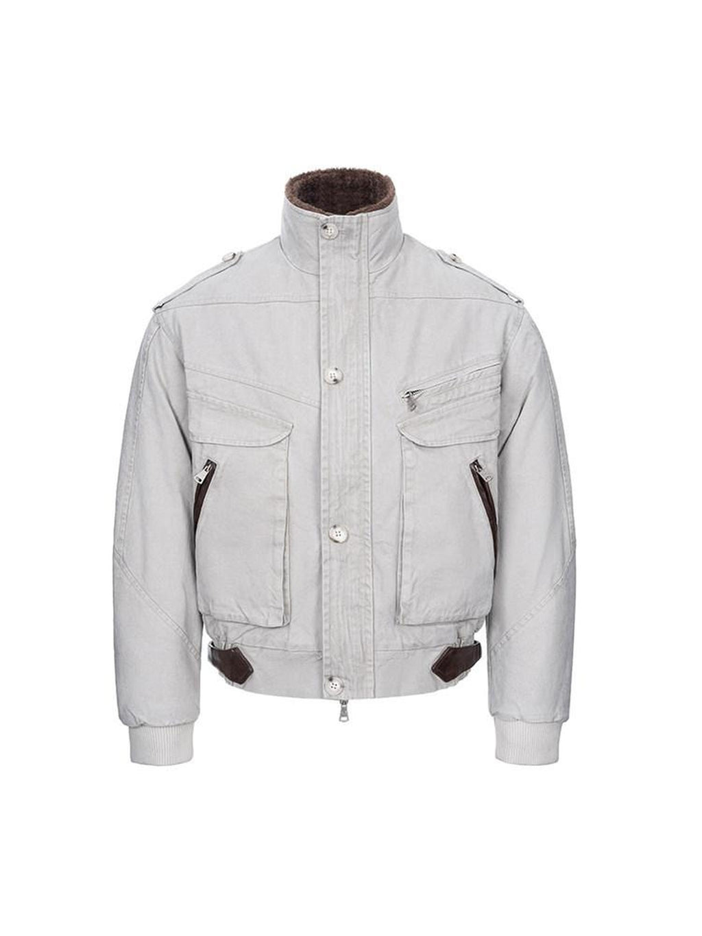 CATSSTAC Warm Relaxed Fit Clean Fit Lapel Collar Casual Youth Beige Puffer Jackets