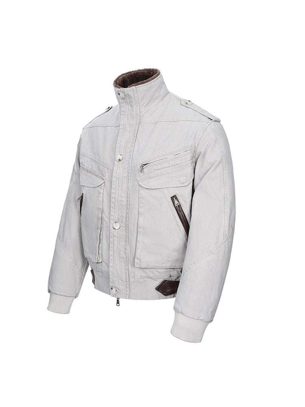 CATSSTAC Warm Relaxed Fit Clean Fit Lapel Collar Casual Youth Beige Puffer Jackets