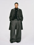 CATSSTAC Warm White Duck Down Long Loose Button Front Casual Dark Gray Trench Coats