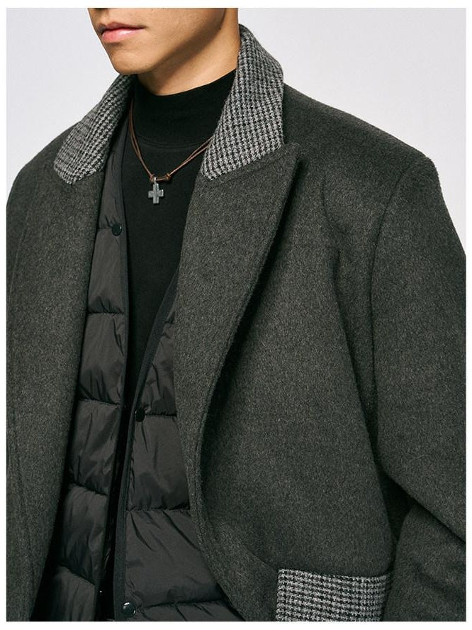 CATSSTAC Warm White Duck Down Long Loose Button Front Casual Dark Gray Trench Coats