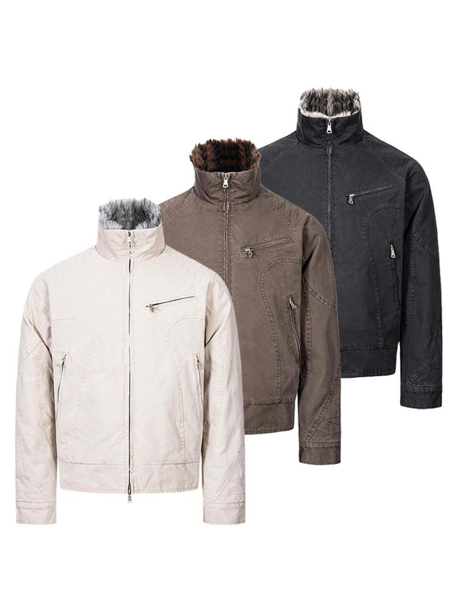 CATSSTAC Washed Loose Fit Youth Casual Stand Collar Unisex Everyday Zip Front Jackets