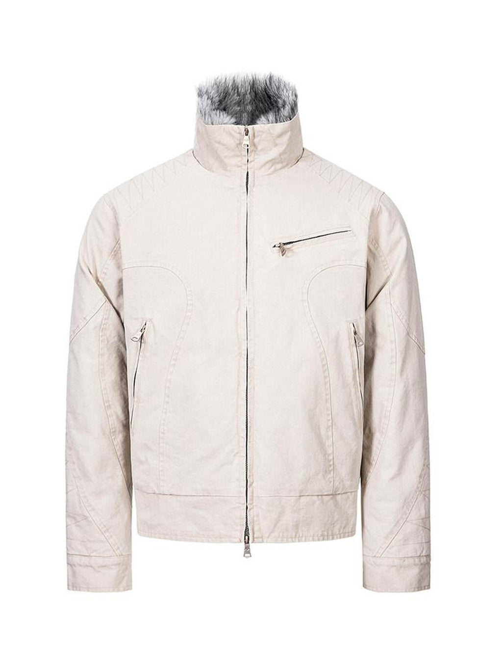CATSSTAC Washed Loose Fit Youth Casual Stand Collar Unisex Everyday Zip Front Jackets