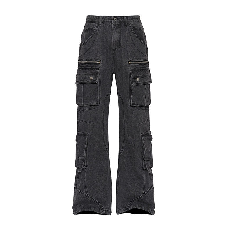 CATSSTAC_Washed_Multi_Pocket_Mid_Rise_Cargo_Denim_Black_Grey_Straight_Leg_Jeans_MISSTT