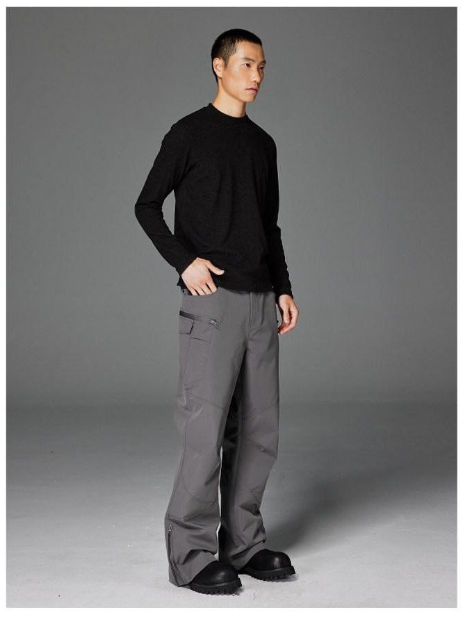 CATSSTAC Waterproof Loose Straight Leg Casual Youth Black Gray Shell Pants