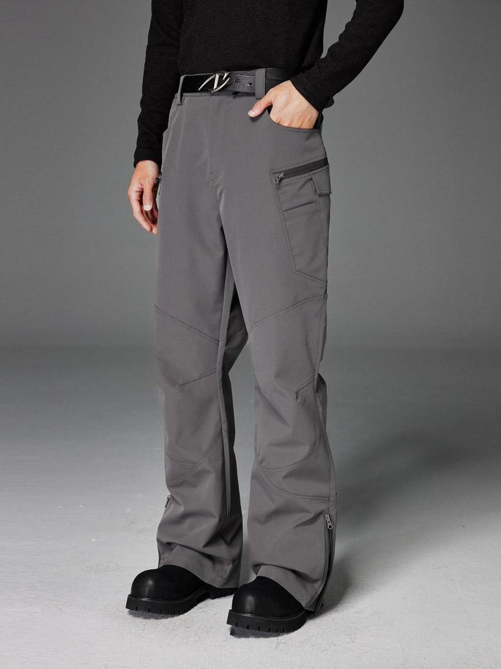 CATSSTAC Waterproof Loose Straight Leg Casual Youth Black Gray Shell Pants