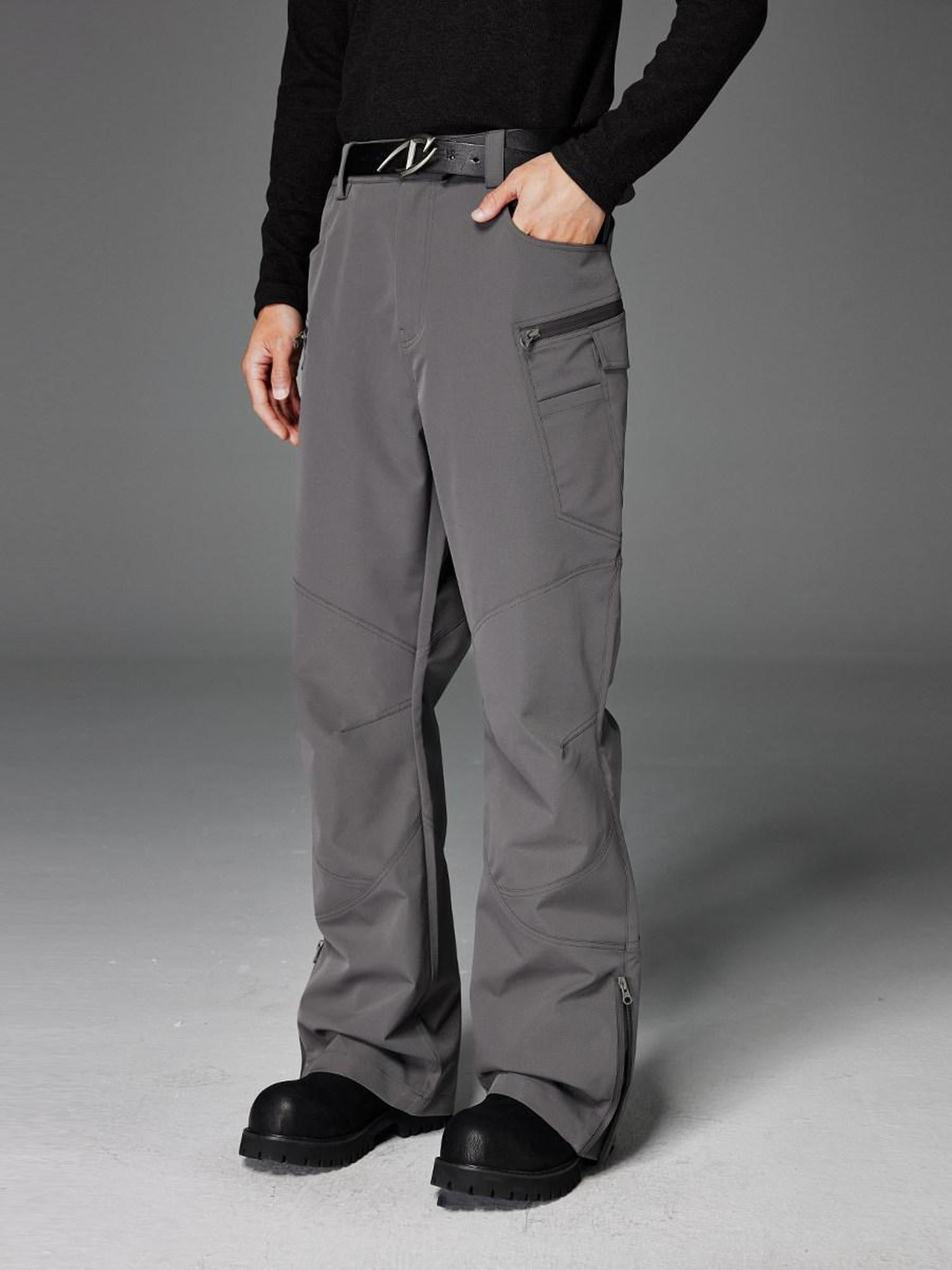 CATSSTAC Waterproof Loose Straight Leg Casual Youth Black Gray Shell Pants