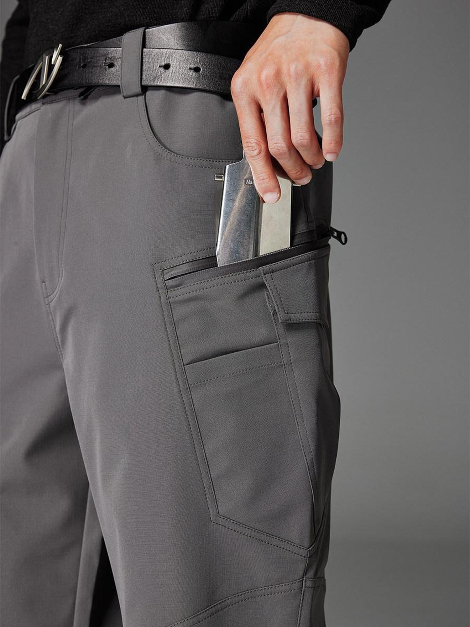CATSSTAC Waterproof Loose Straight Leg Casual Youth Black Gray Shell Pants