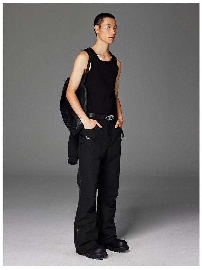 CATSSTAC Waterproof Loose Straight Leg Casual Youth Black Gray Shell Pants