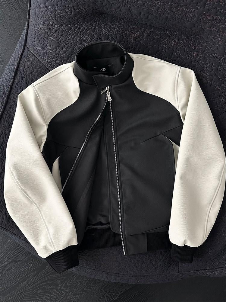 CATSSTAC Waterproof Silicone Coated Lafa Leather Loose Fit Stand Collar Men Zip Jackets