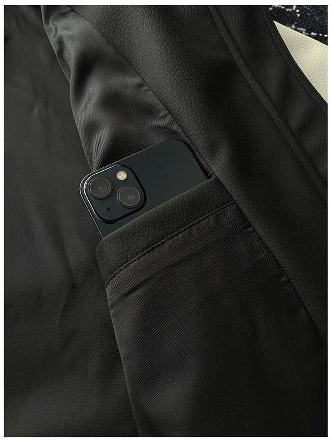 CATSSTAC Waterproof Silicone Coated Lafa Leather Loose Fit Stand Collar Men Zip Jackets