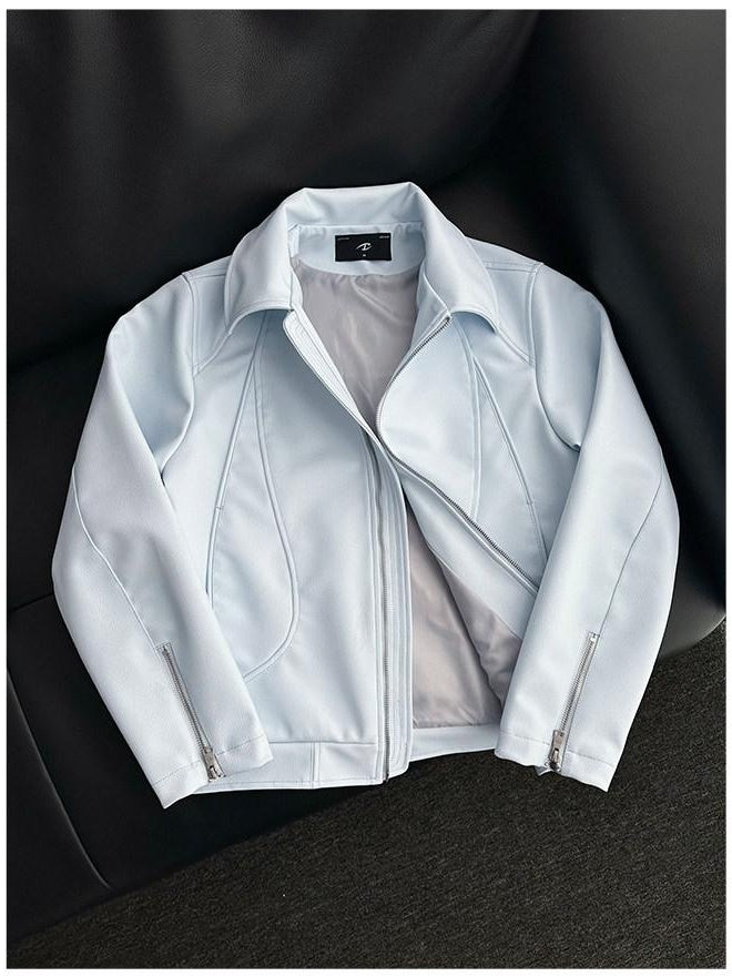 CATSSTAC Windproof Loose Fit High Collar Zip Short Unisex Polyester Cropped Jackets