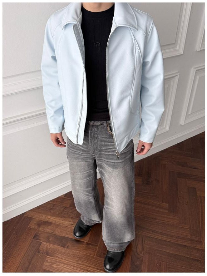 CATSSTAC Windproof Loose Fit High Collar Zip Short Unisex Polyester Cropped Jackets