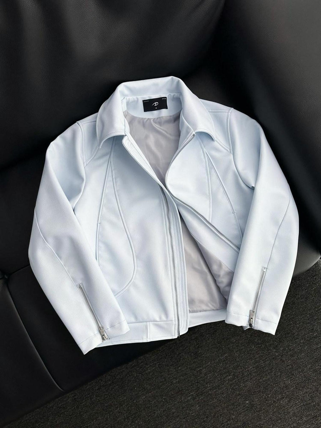 CATSSTAC Windproof Loose Fit High Collar Zip Short Unisex Polyester Cropped Jackets