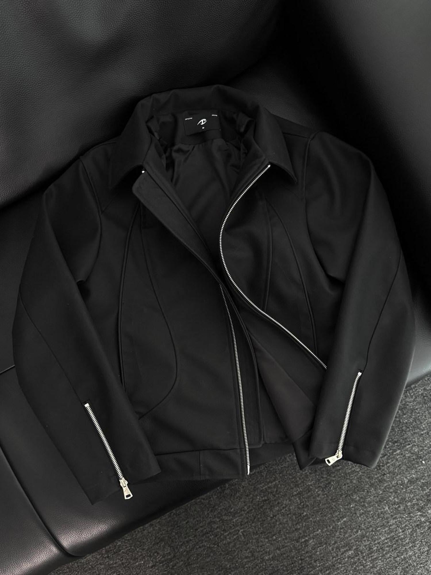 CATSSTAC Windproof Loose Fit High Collar Zip Short Unisex Polyester Cropped Jackets