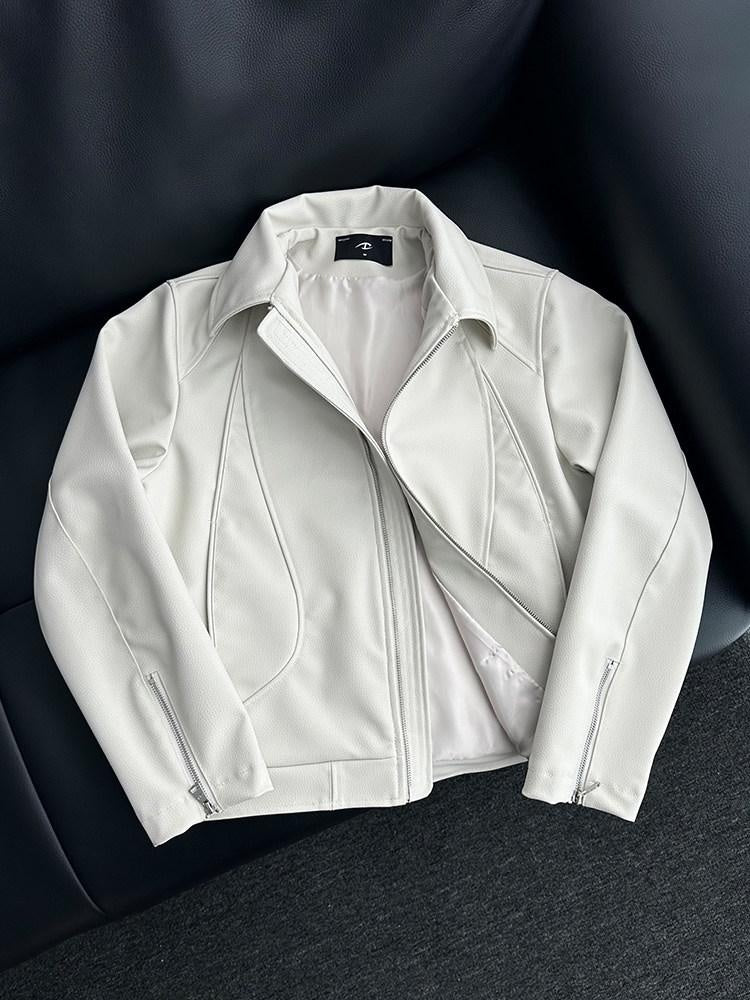 CATSSTAC Windproof Loose Fit High Collar Zip Short Unisex Polyester Cropped Jackets